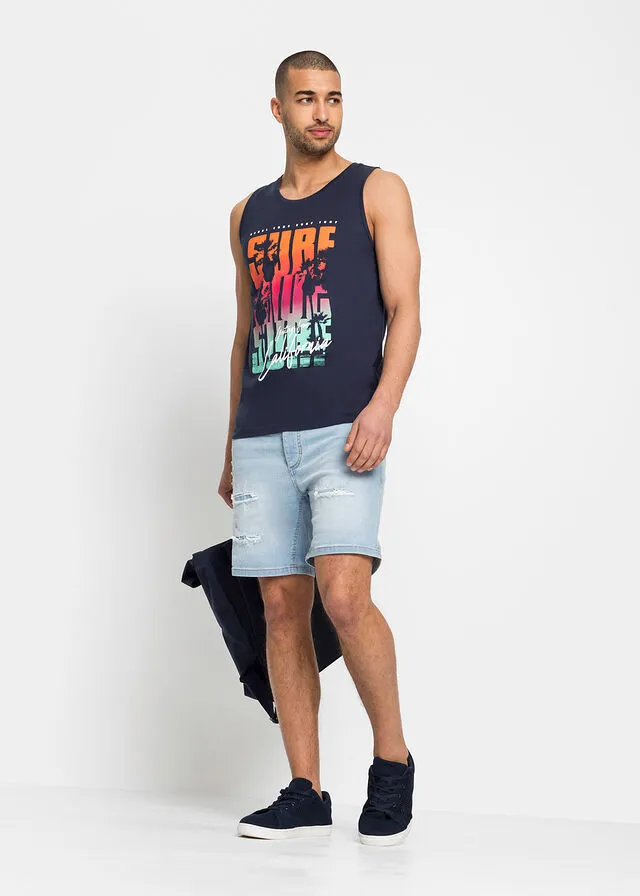 CAMISETA SIN MANGAS (2 UNIDADES) DE CORTE AJUSTADO AZUL MARINOBLANCO ESTAMPADO